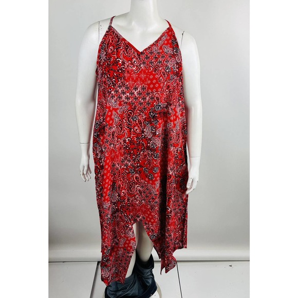 New Maurices Womans Sz 1X Plus Red Paisley Halter Midi Dress NWT - Picture 6 of 10